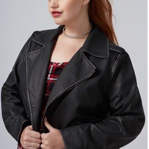 Faux leather motorcycle jacket
